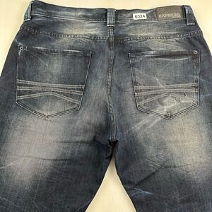 Y2K Express Blake Loose BootCut Jeans 36x34 Blue Dark Wash Denim Fade Skate 2